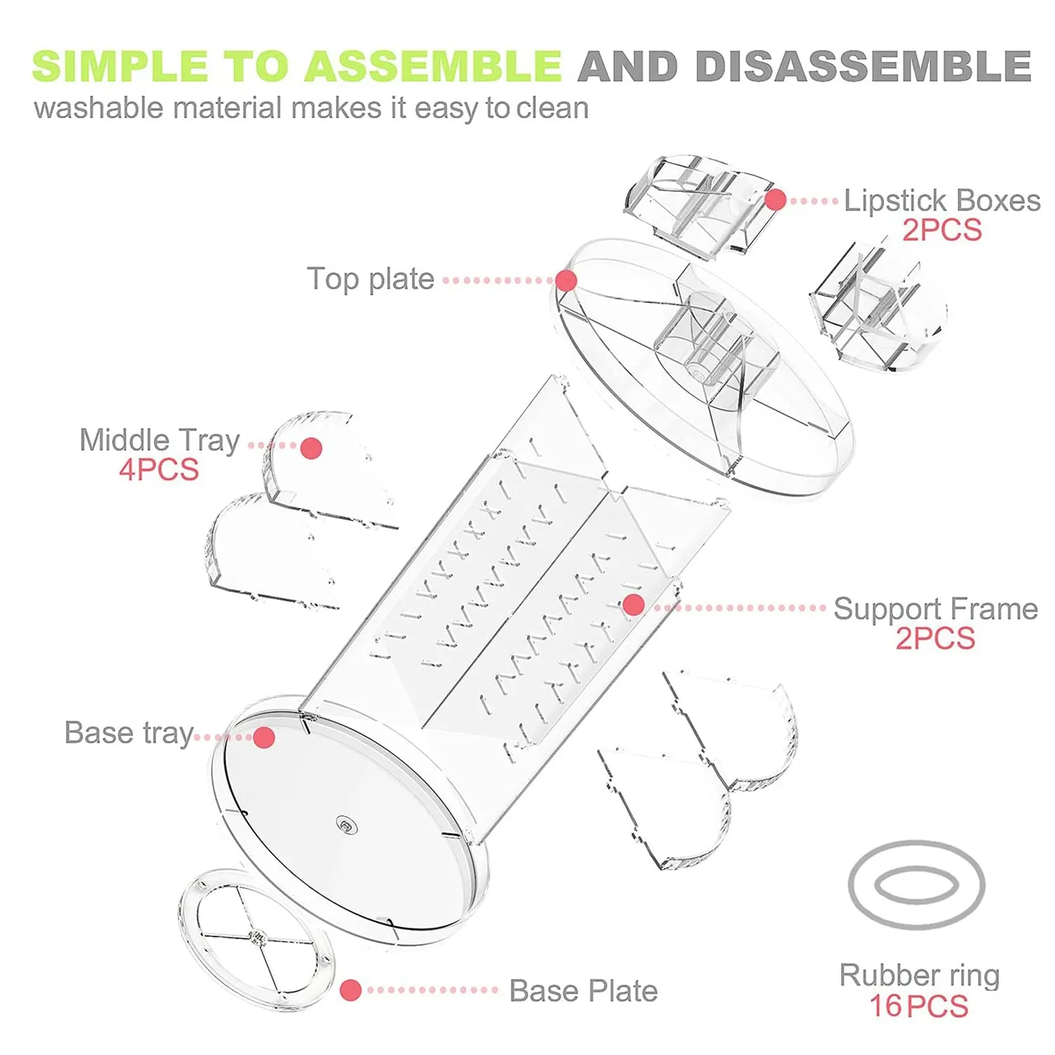 360 Degree Rotating Adjustable Cosmetic Storage Makeup Organizer