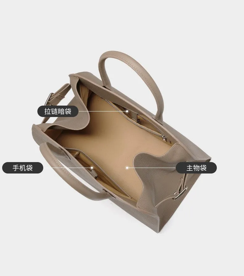 38CM TOGO Head Leather Large Capacity Leather Tote Bag 2991 black