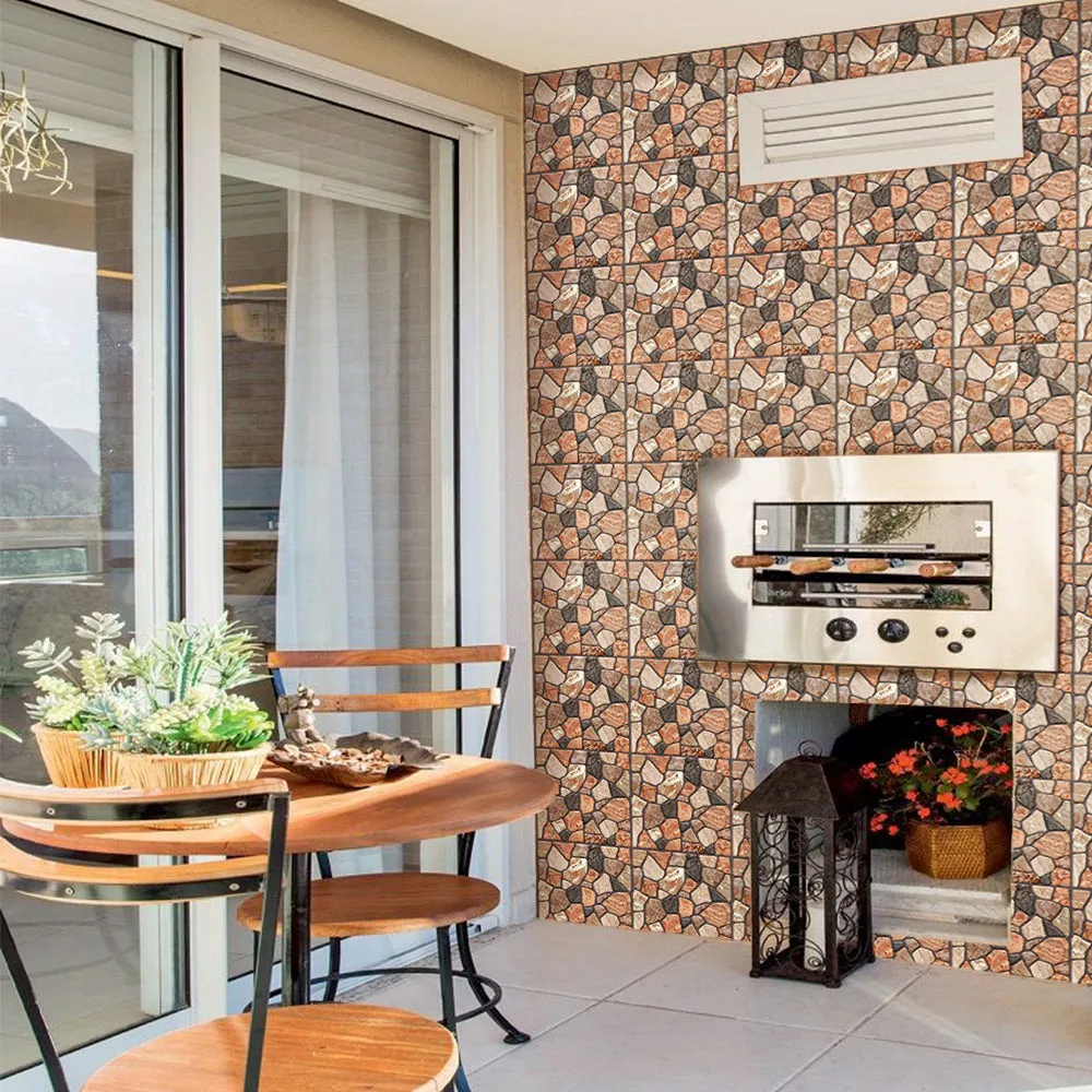 3D Reddish and Brown Stone Peel and Stick Wall Tile