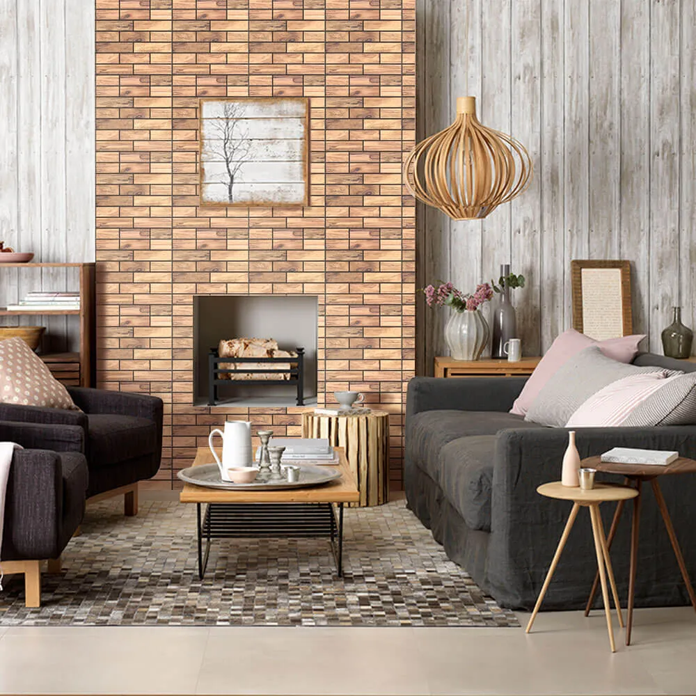 3D Woodgrain Peel and Stick Wall Tile