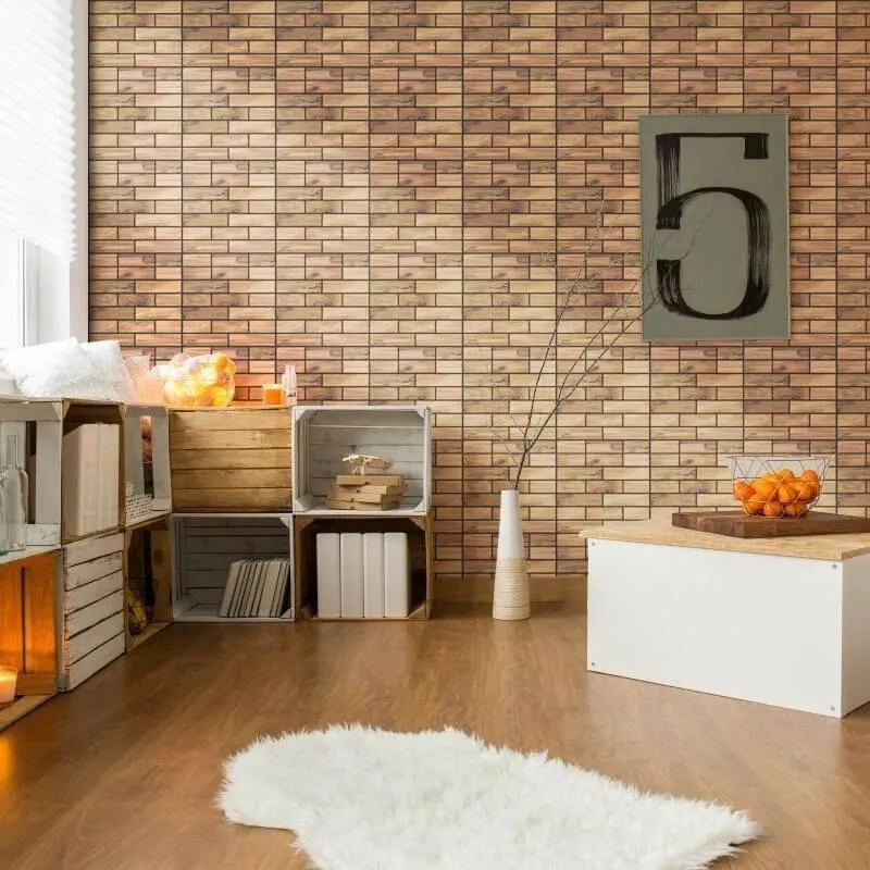 3D Woodgrain Peel and Stick Wall Tile