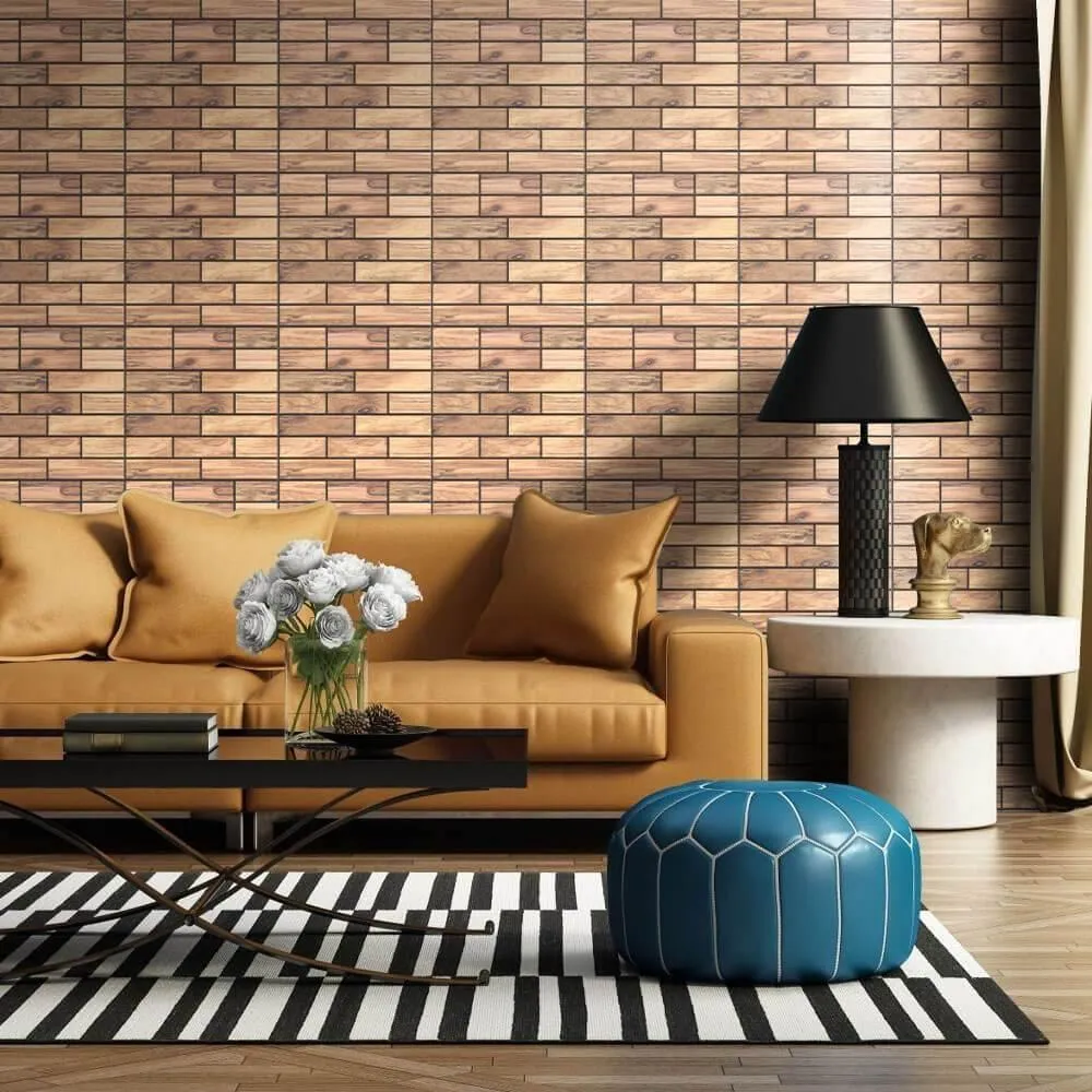 3D Woodgrain Peel and Stick Wall Tile