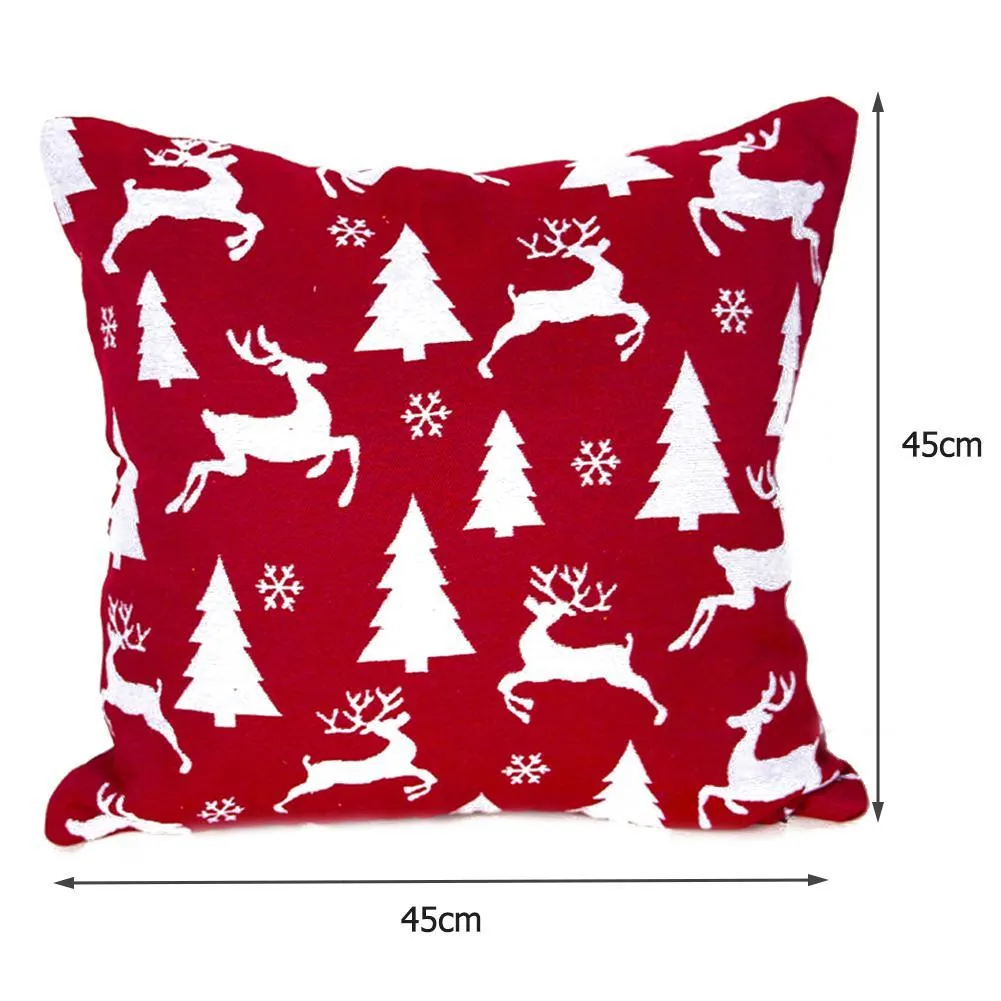 45X45cm Christmas Pillowcase Printed Snowflake Tree Deer Cushion Home Decor