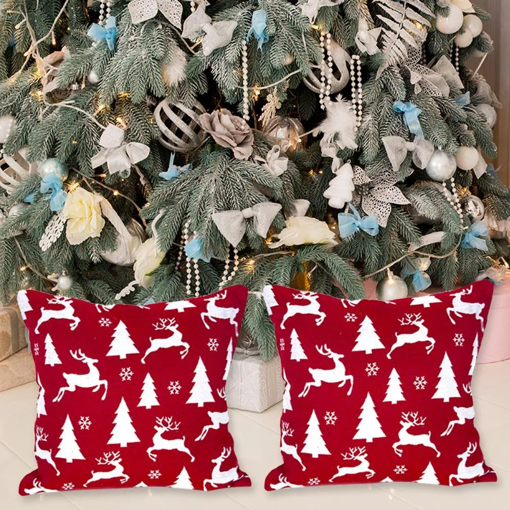 45X45cm Christmas Pillowcase Printed Snowflake Tree Deer Cushion Home Decor