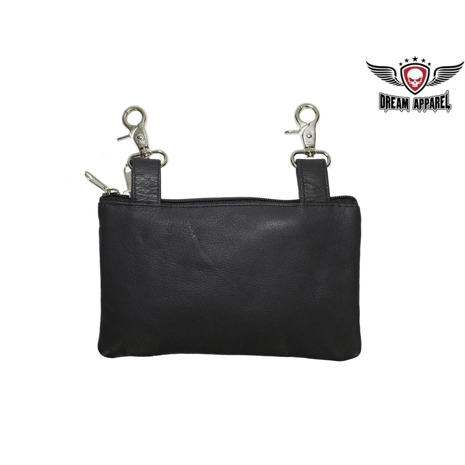All Naked Cowhide Leather Belt Bag with Gray/Purple Heart and Studs