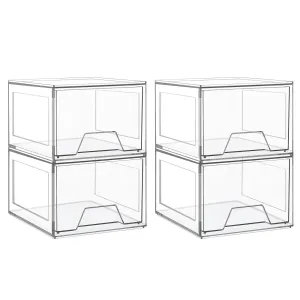 Amaoot 4 Pack Stackable Makeup Organizer, Acrylic Bathroom Organizer and Storage Drawers, Clear Plastic Drawer Storage Bins For Vanity, Undersink, Cabinets, Pantry