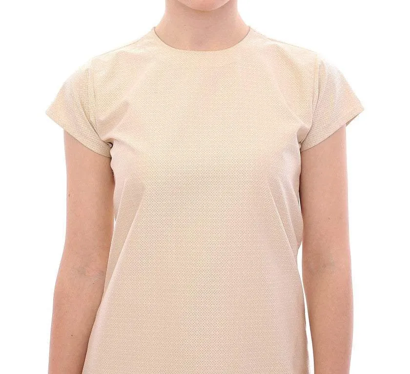 Andrea Incontri Beige Cap Sleeves Shift Mini Dress