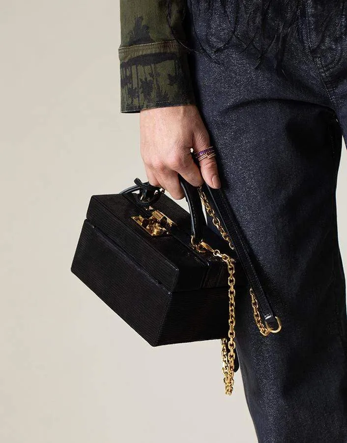 Black 1845 Leather Mini Trunk