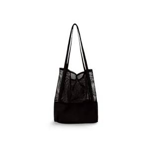 Black Canvas Mesh Tote