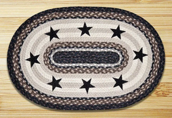 Black Stars Oval Patch Rug