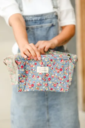 Blue Feminine Floral Cosmetic Bag