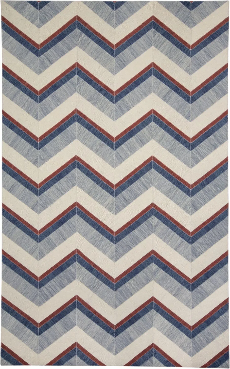 Bromham Flatweave Blue and Red Rug by BD Fine