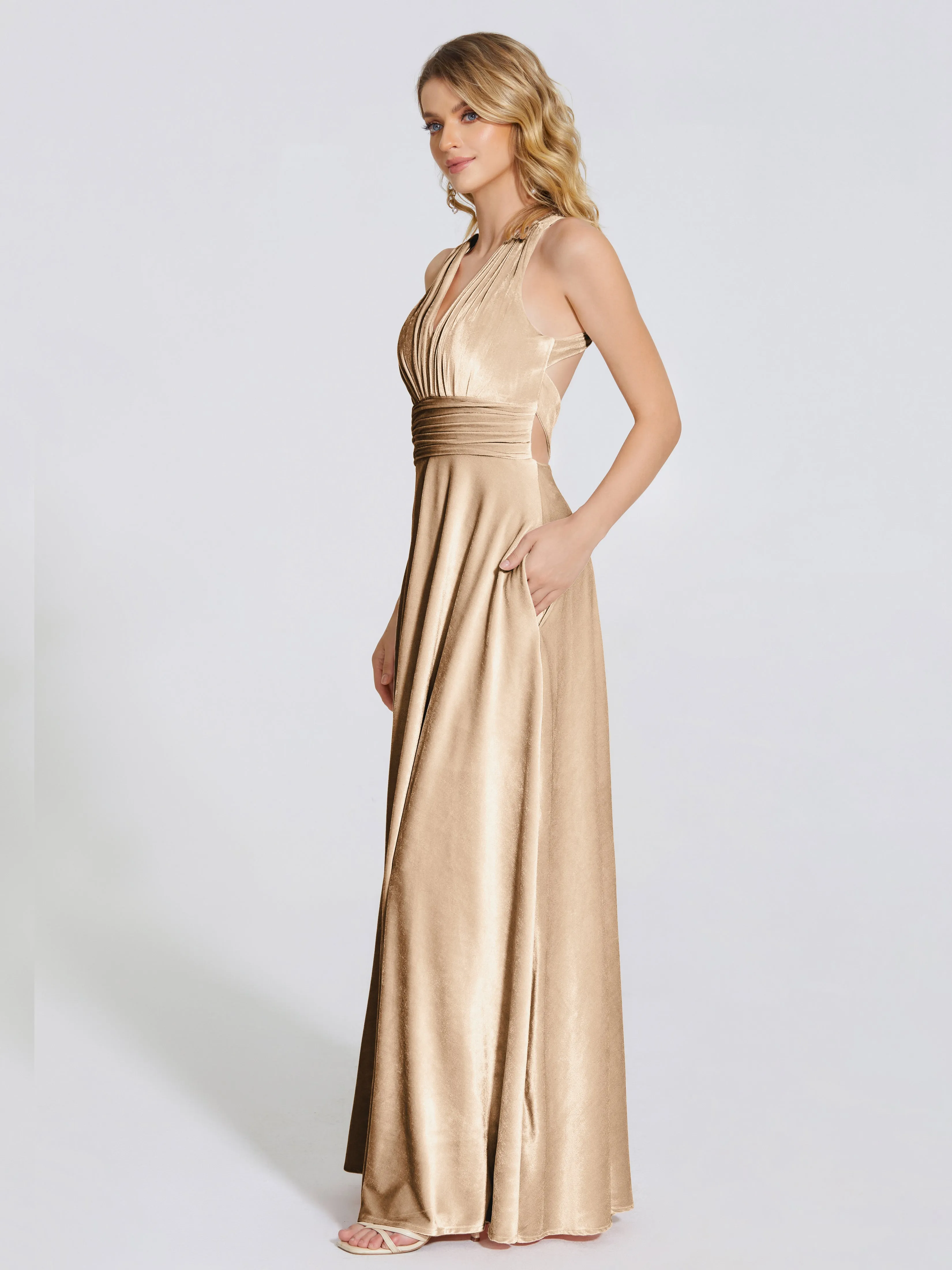 Brooklynn Gorgeous V-neck Velvet Bridesmaid Dresses