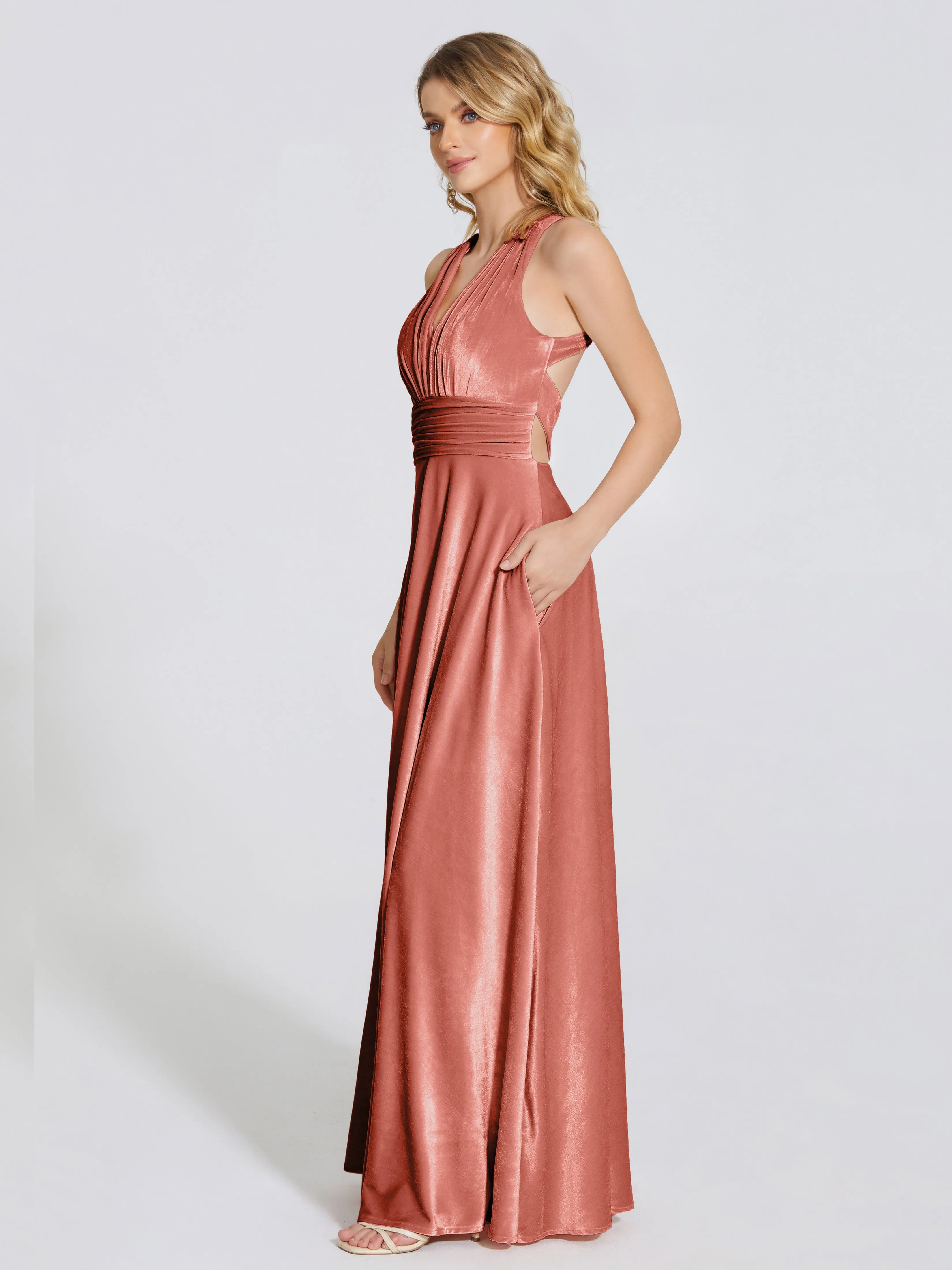 Brooklynn Gorgeous V-neck Velvet Bridesmaid Dresses