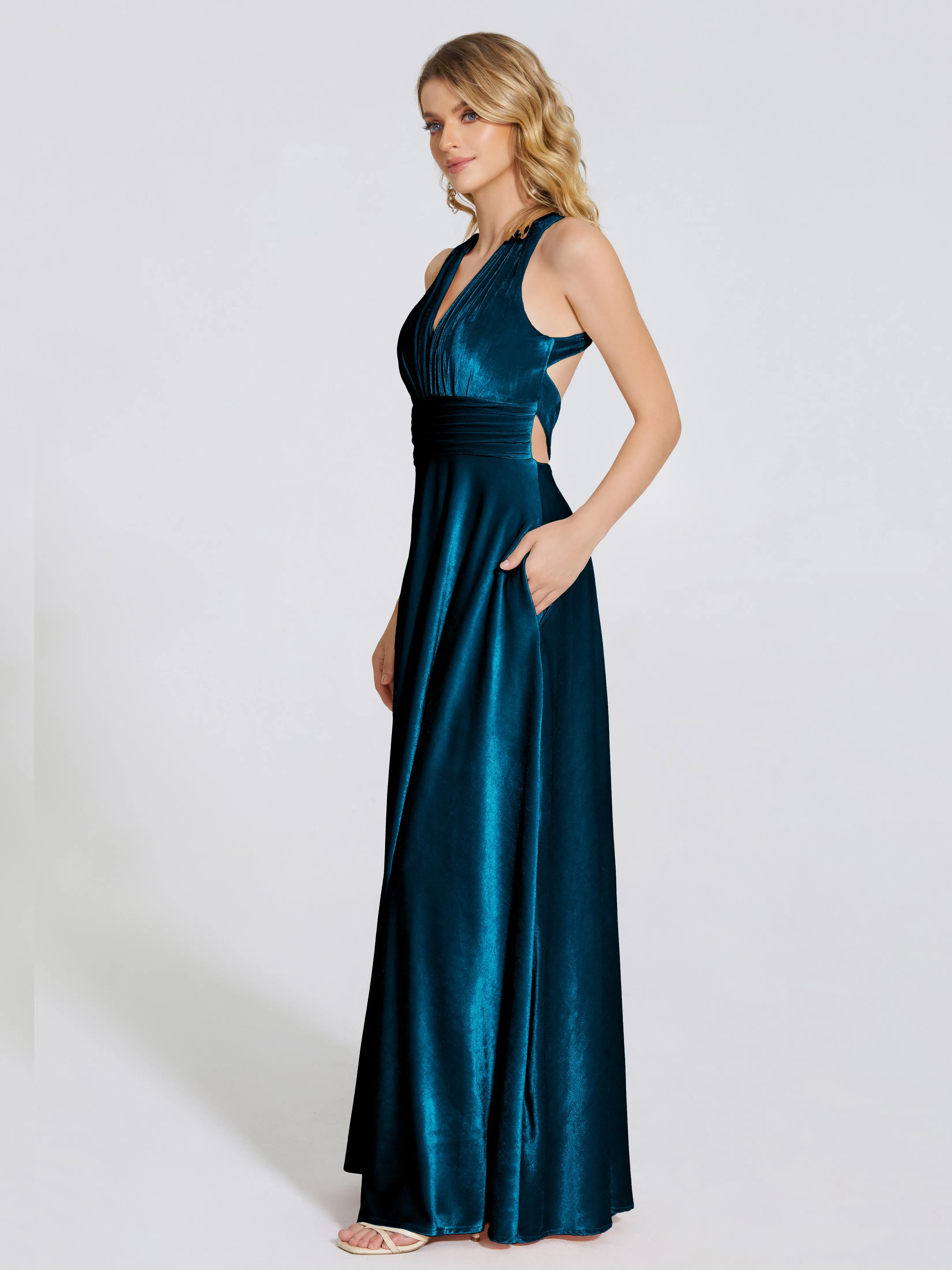 Brooklynn Gorgeous V-neck Velvet Bridesmaid Dresses