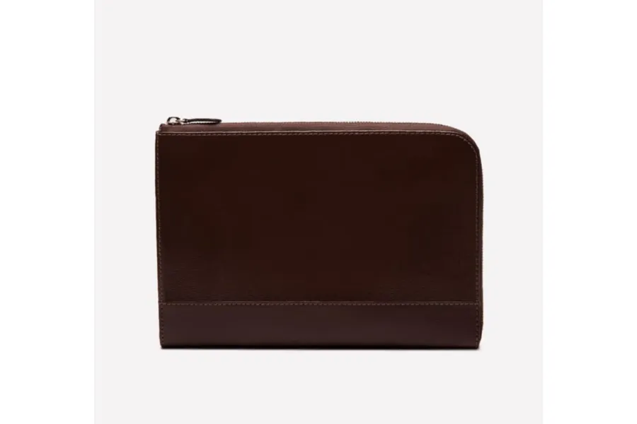 Capra Medium Zip Clutch - Chocolate