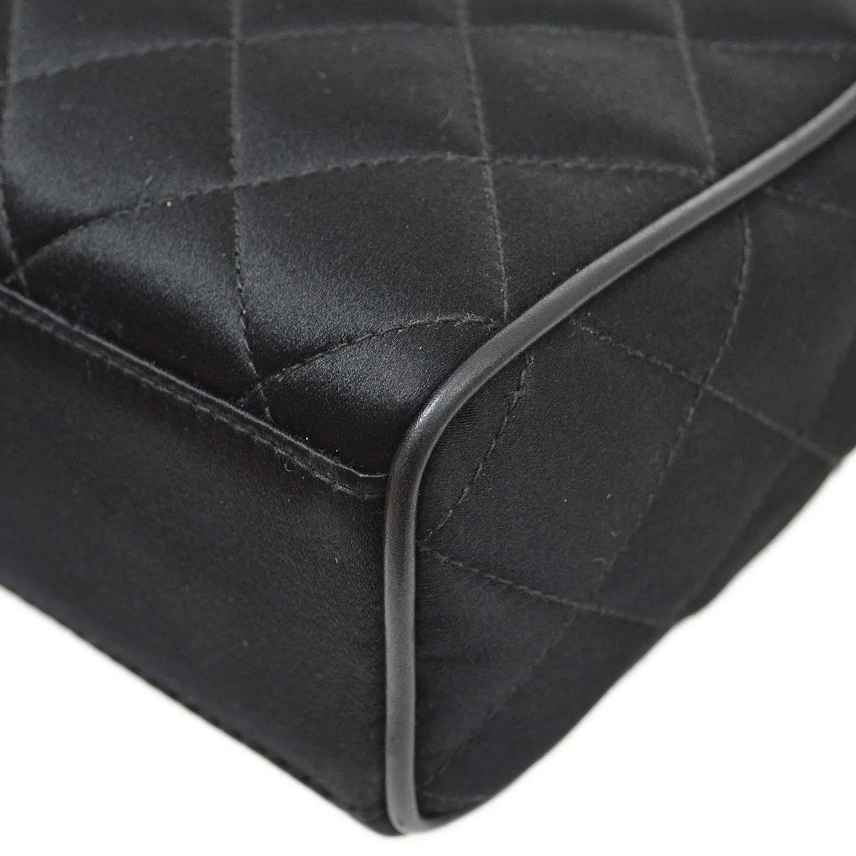 CHANEL 1994-1996 Black Satin Diamond Camera Bag Mini 82564