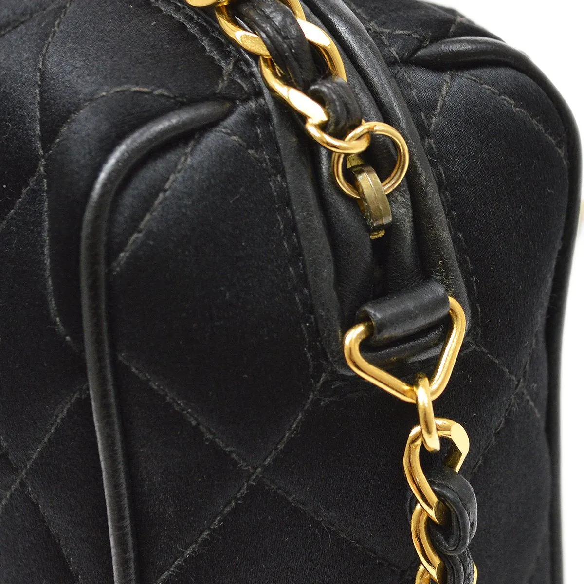 CHANEL 1994-1996 Black Satin Diamond Camera Bag Mini 82564