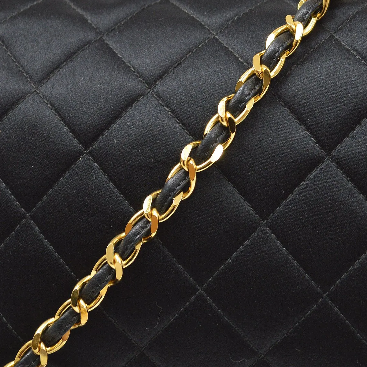 CHANEL 1994-1996 Black Satin Diamond Camera Bag Mini 82564