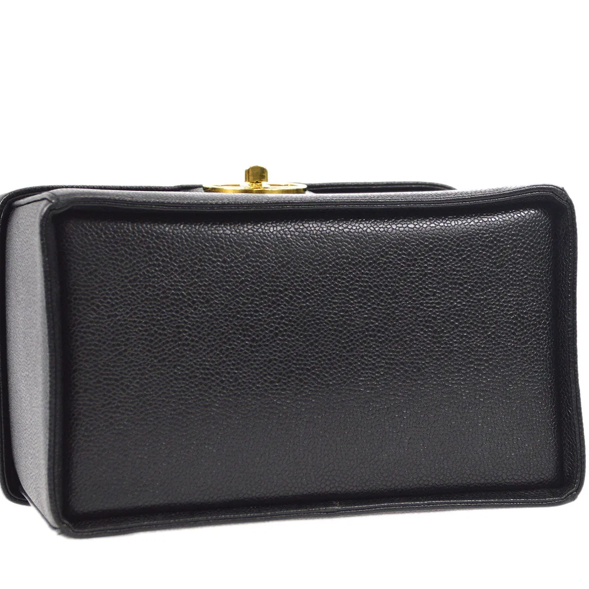 CHANEL 2way Cosmetic Vanity Shoulder Handbag Black Caviar 58150