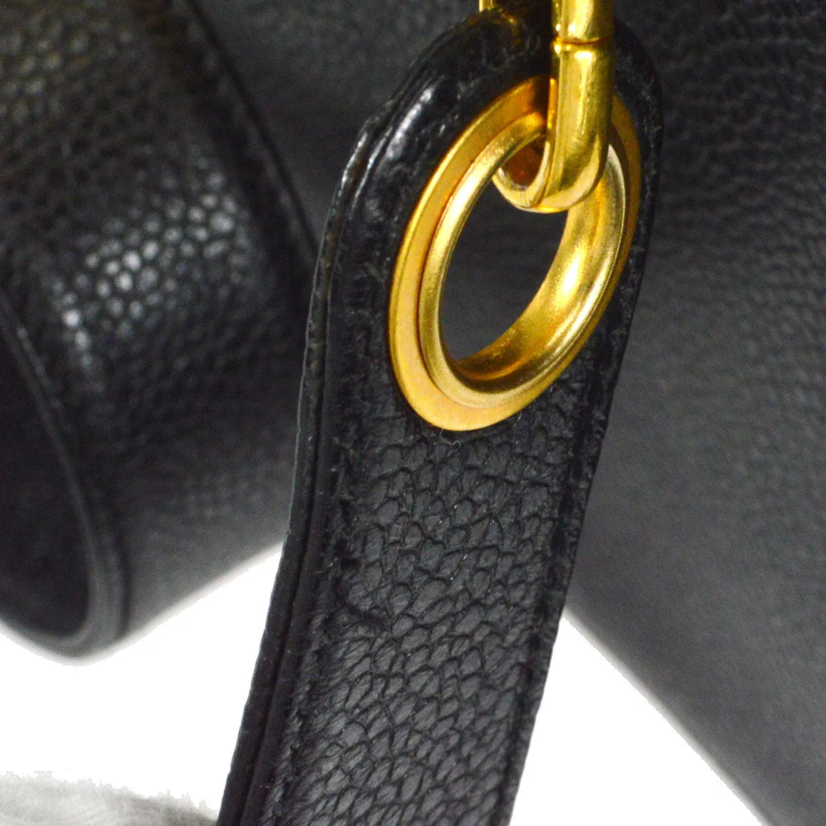 CHANEL 2way Cosmetic Vanity Shoulder Handbag Black Caviar 58150
