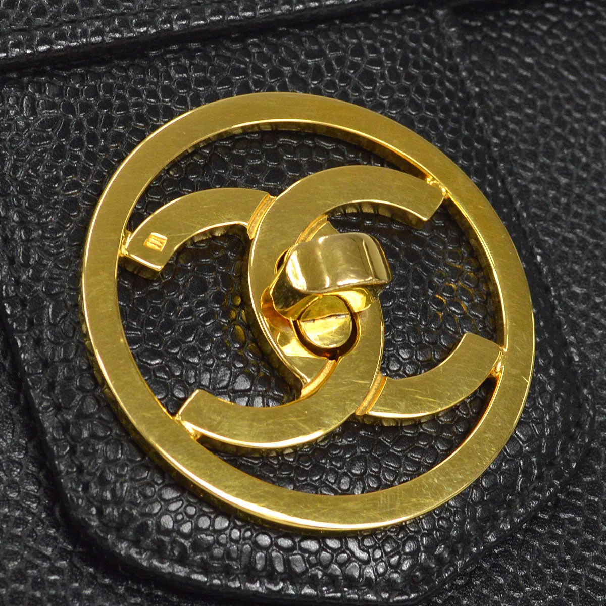 CHANEL 2way Cosmetic Vanity Shoulder Handbag Black Caviar 58150