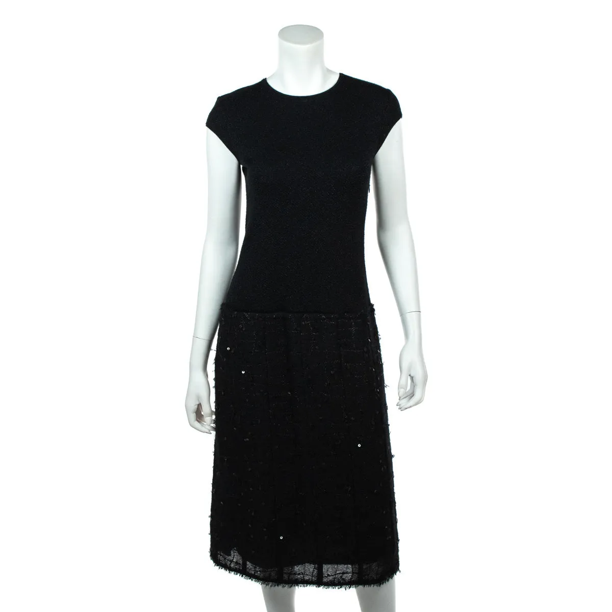 Chanel Black Cashmere Sequin Embellished Dress Size S | FR 38