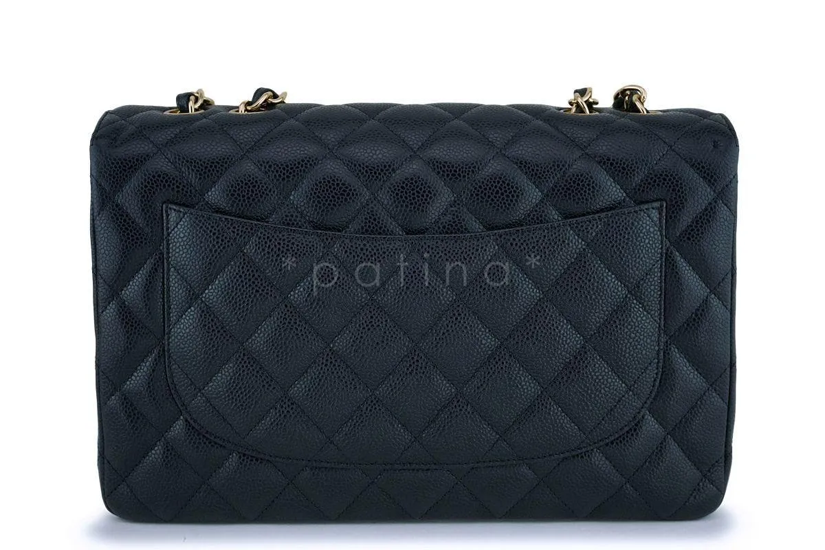 Chanel Black Caviar Classic Jumbo Flap Bag GHW