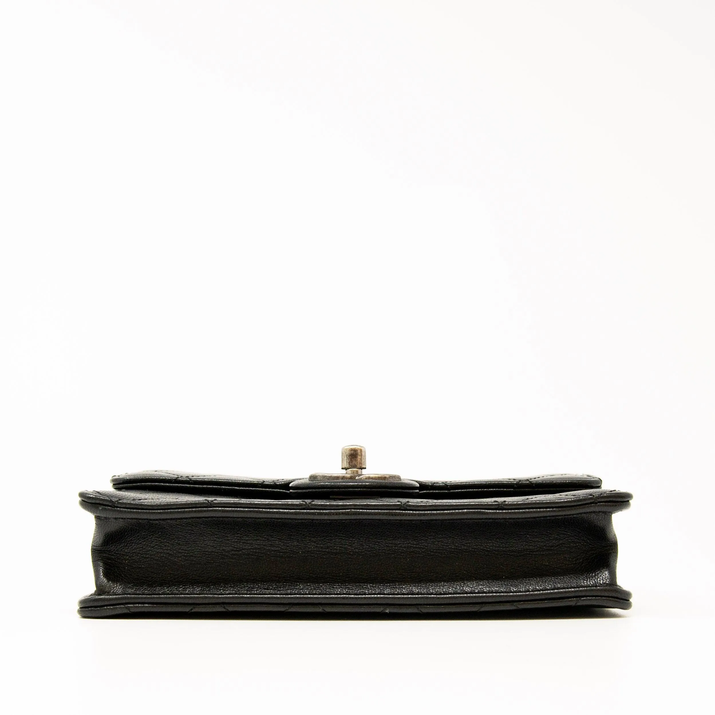 Chanel Black Lambskin Logo Pearl Flap