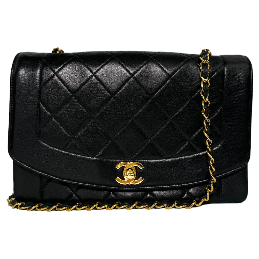 CHANEL Lambskin Matelasse Diana 24 S Flap LHQ171