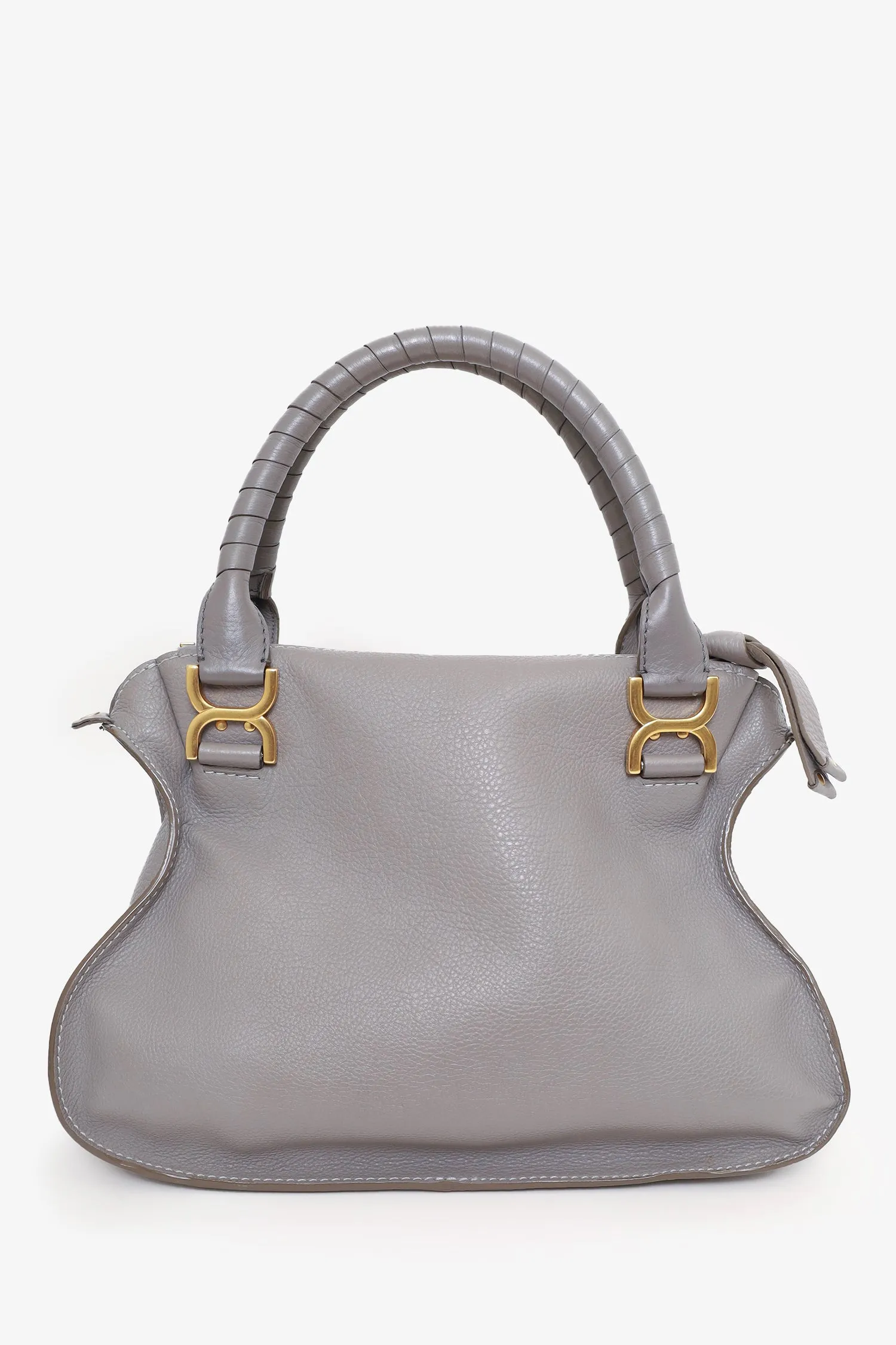 Chloe Grey Leather Marcie Top Handle Bag with Strap with 'IL' Initials