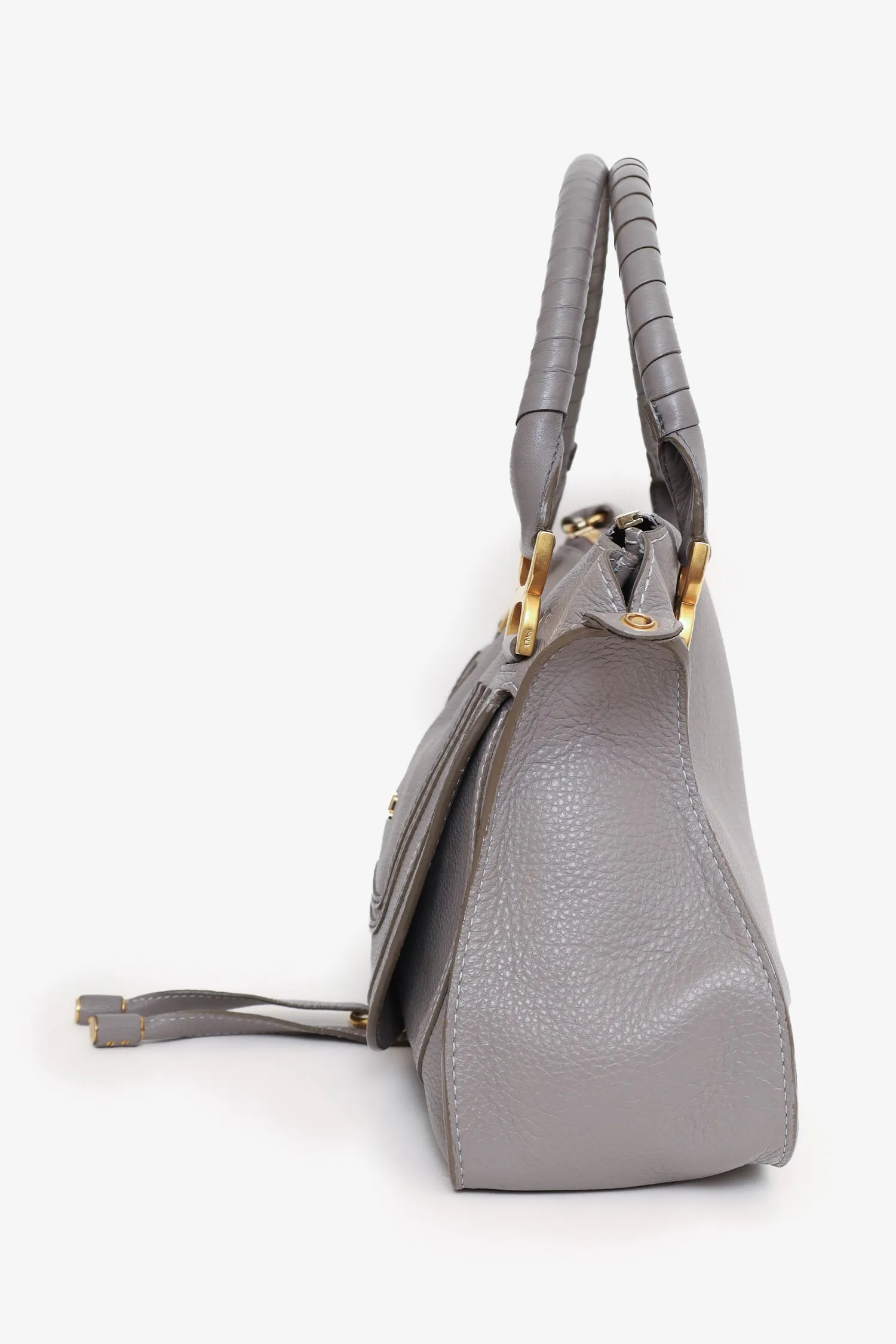 Chloe Grey Leather Marcie Top Handle Bag with Strap with 'IL' Initials