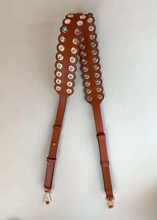 Clearly Saddle Tan Eyelet Bag Strap-***FINAL SALE***