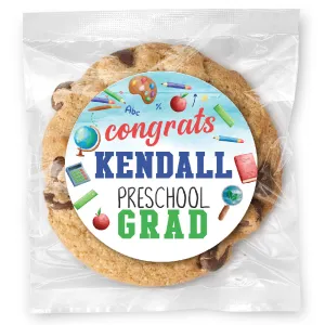 Congrats Preschool Grad Icons - Gourmet Chocolate Chip Or Variety Pack W/ Full Color Personalized Sticker