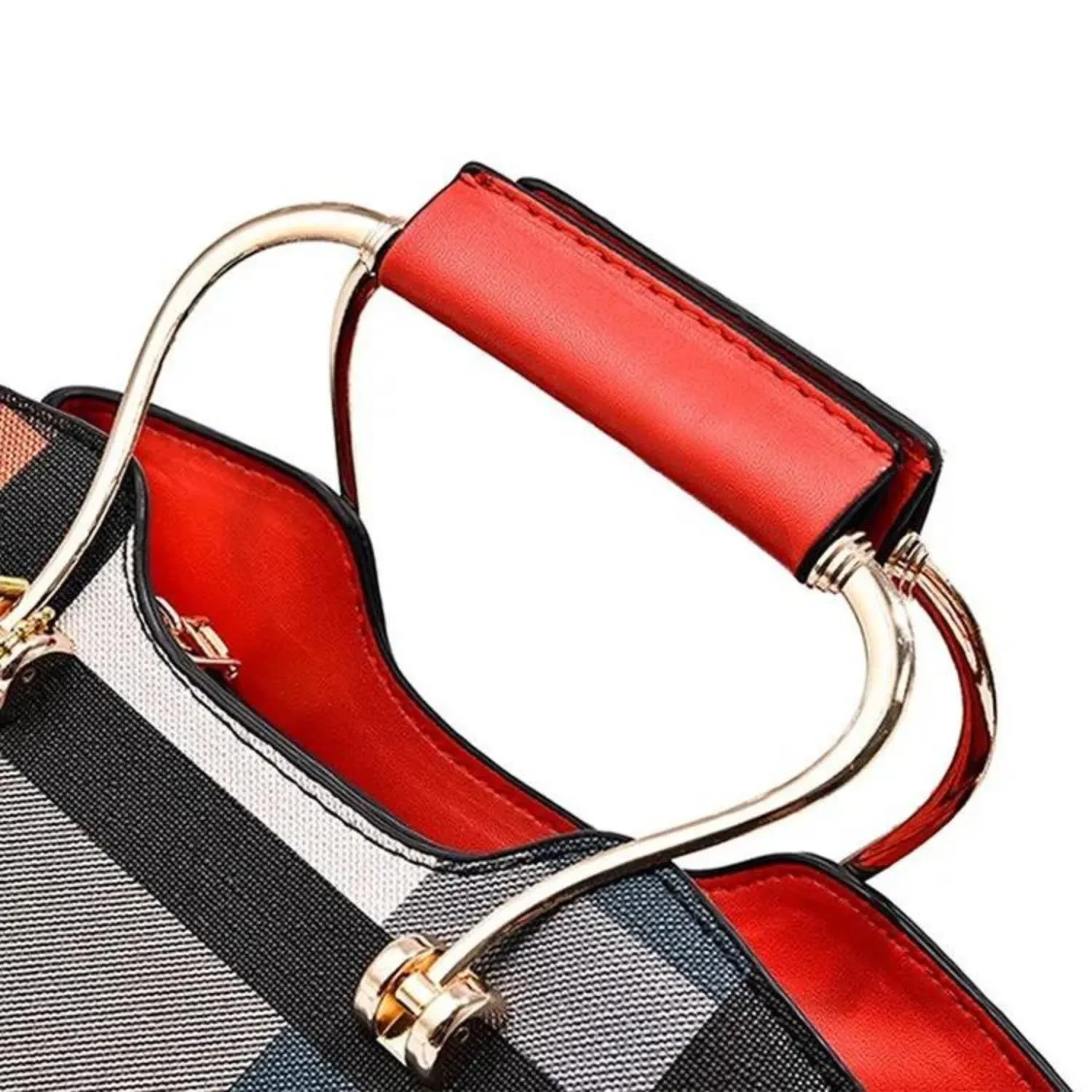 Contemporary Plaid Charm Tote Bag
