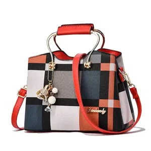 Contemporary Plaid Charm Tote Bag