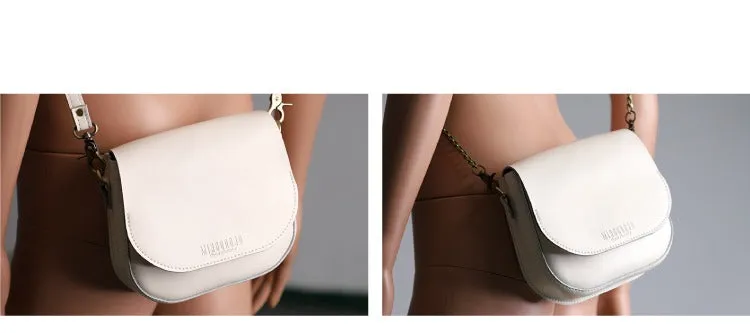Cute Brown LEATHER Flip Side Bag Handmade WOMEN Saddle Phone Crossbody BAG Purse FOR WOMEN