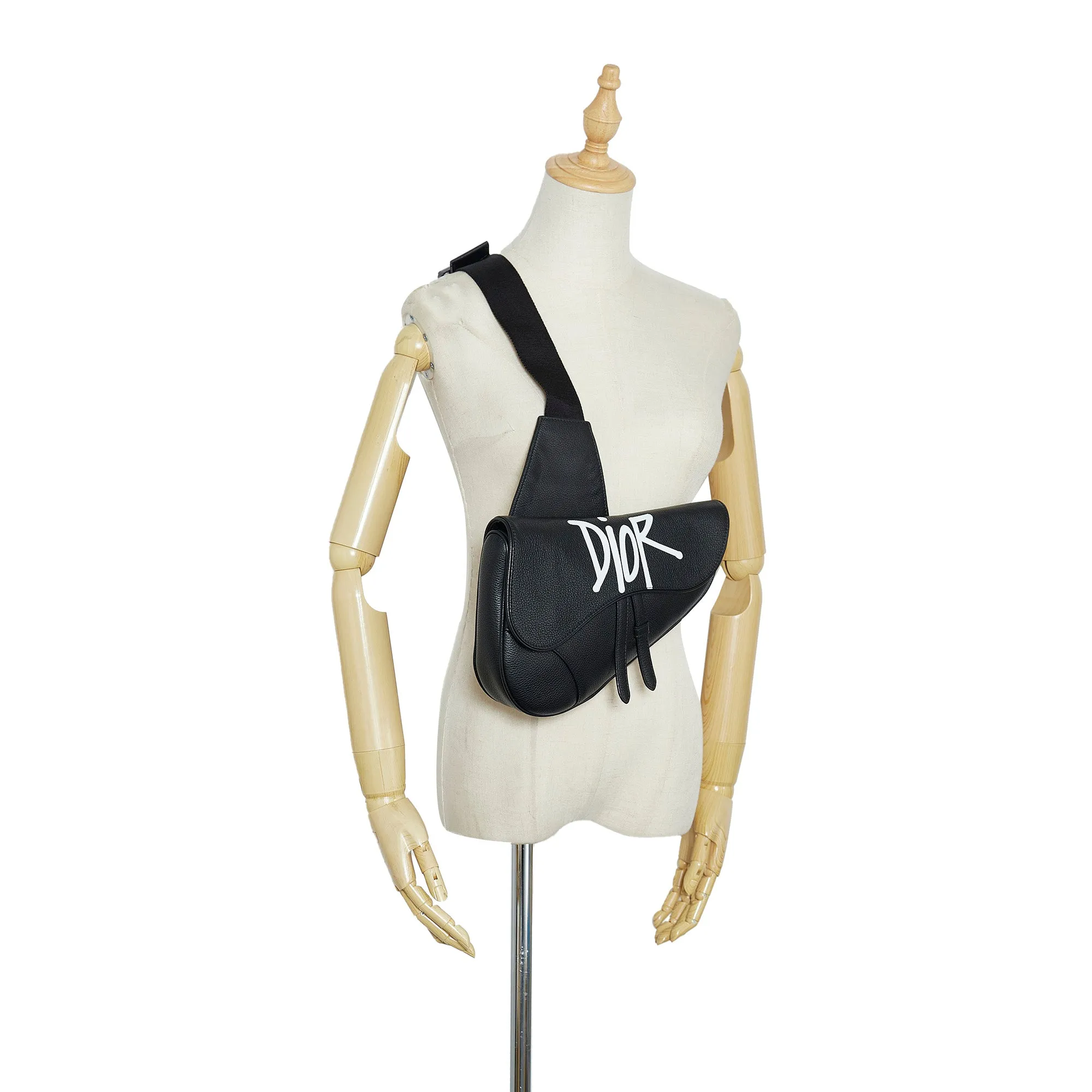 Dior X Stussy Saddle Bag Black Calfskin Limited Edition