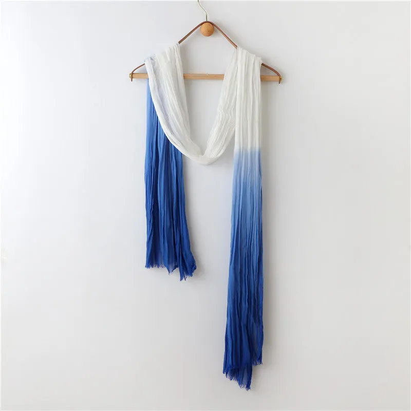 Dip Dye  Ink Blue Cotton Scarf