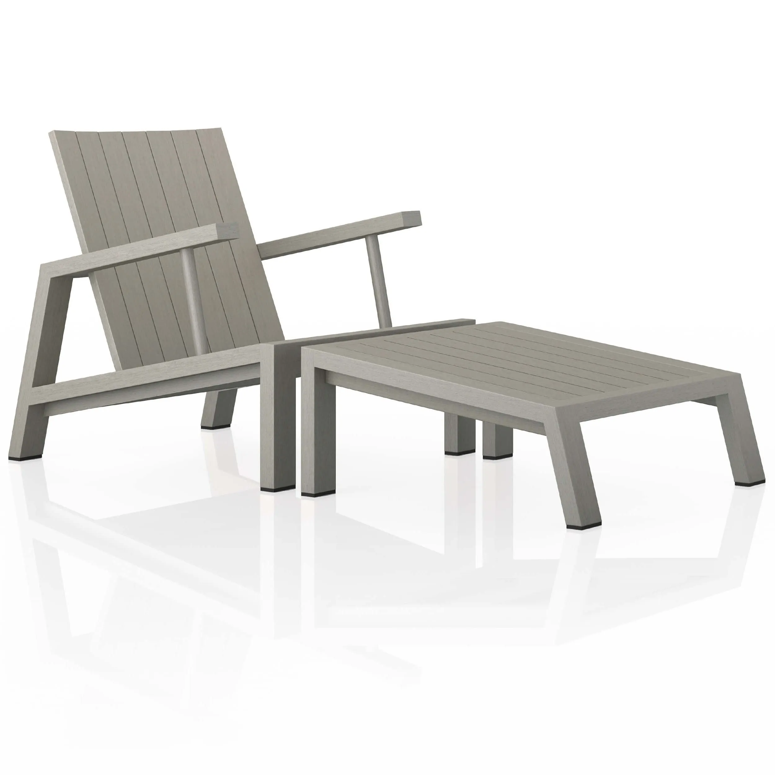Dorsey Outdoor Chair w/ Ottoman, Weathered Grey