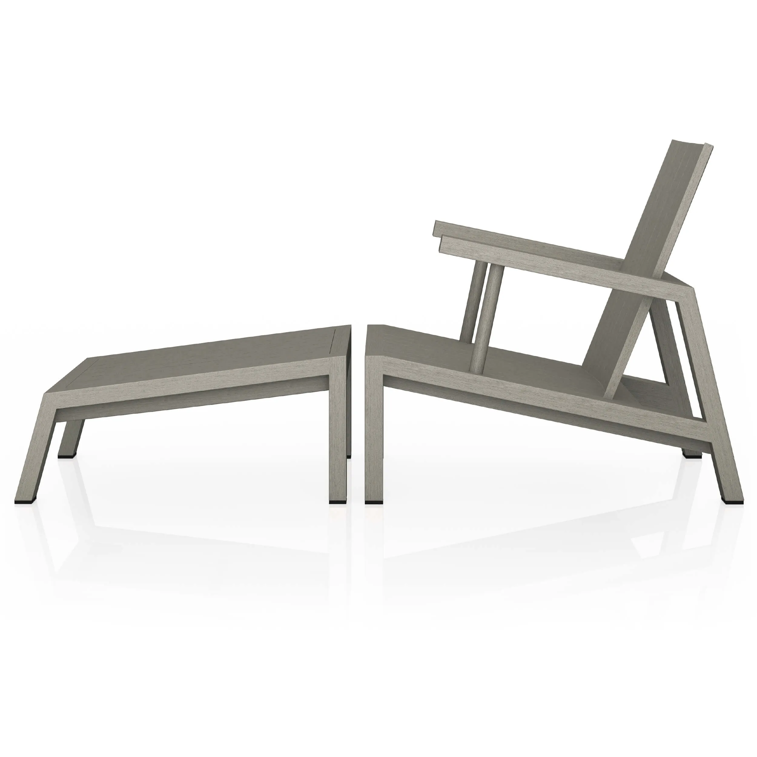 Dorsey Outdoor Chair w/ Ottoman, Weathered Grey