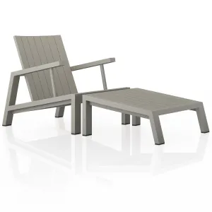 Dorsey Outdoor Chair w/ Ottoman, Weathered Grey