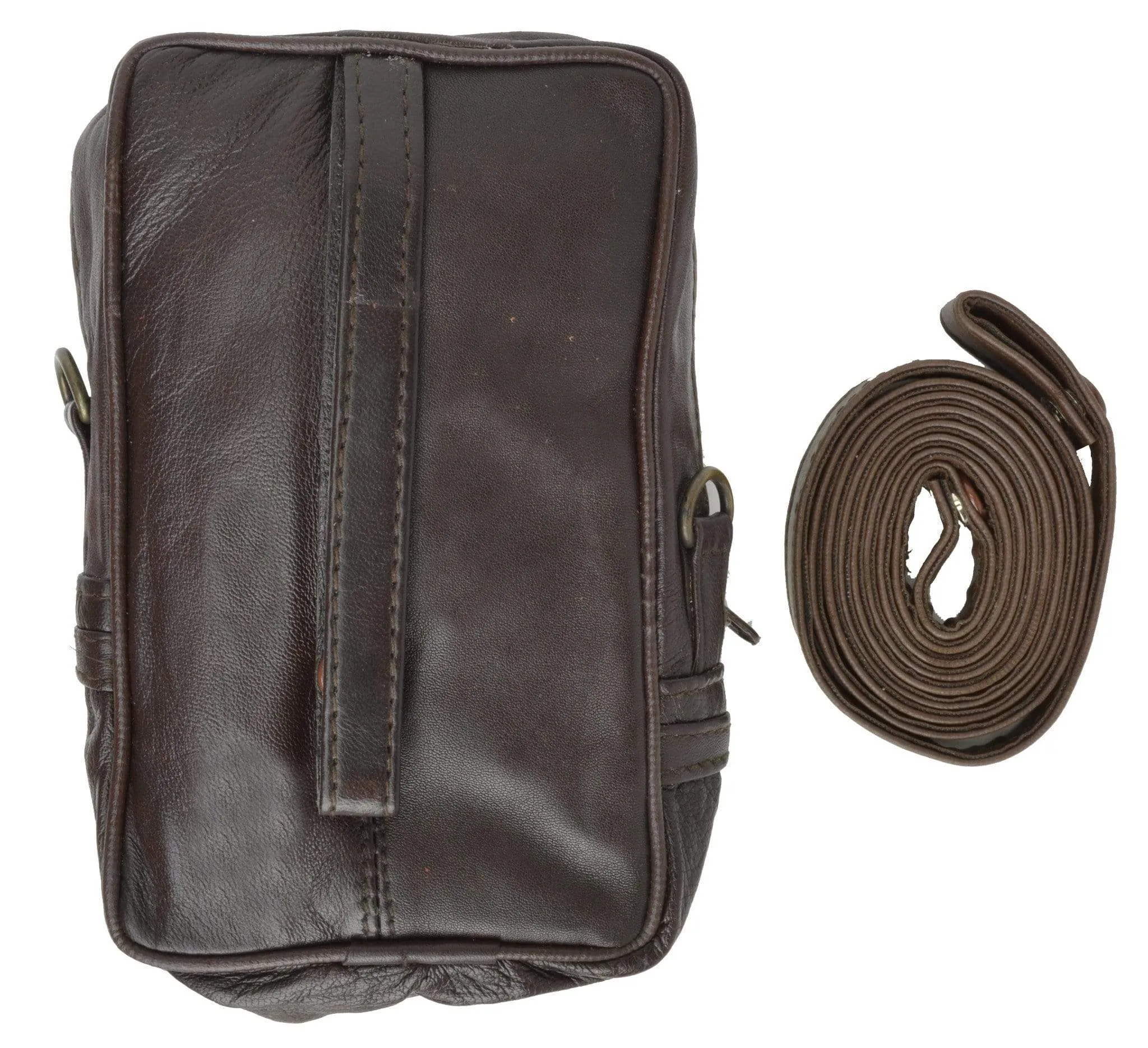 Double Pouch Top Grain Genuine Leather Travel Organizer Wallet 113 (C)
