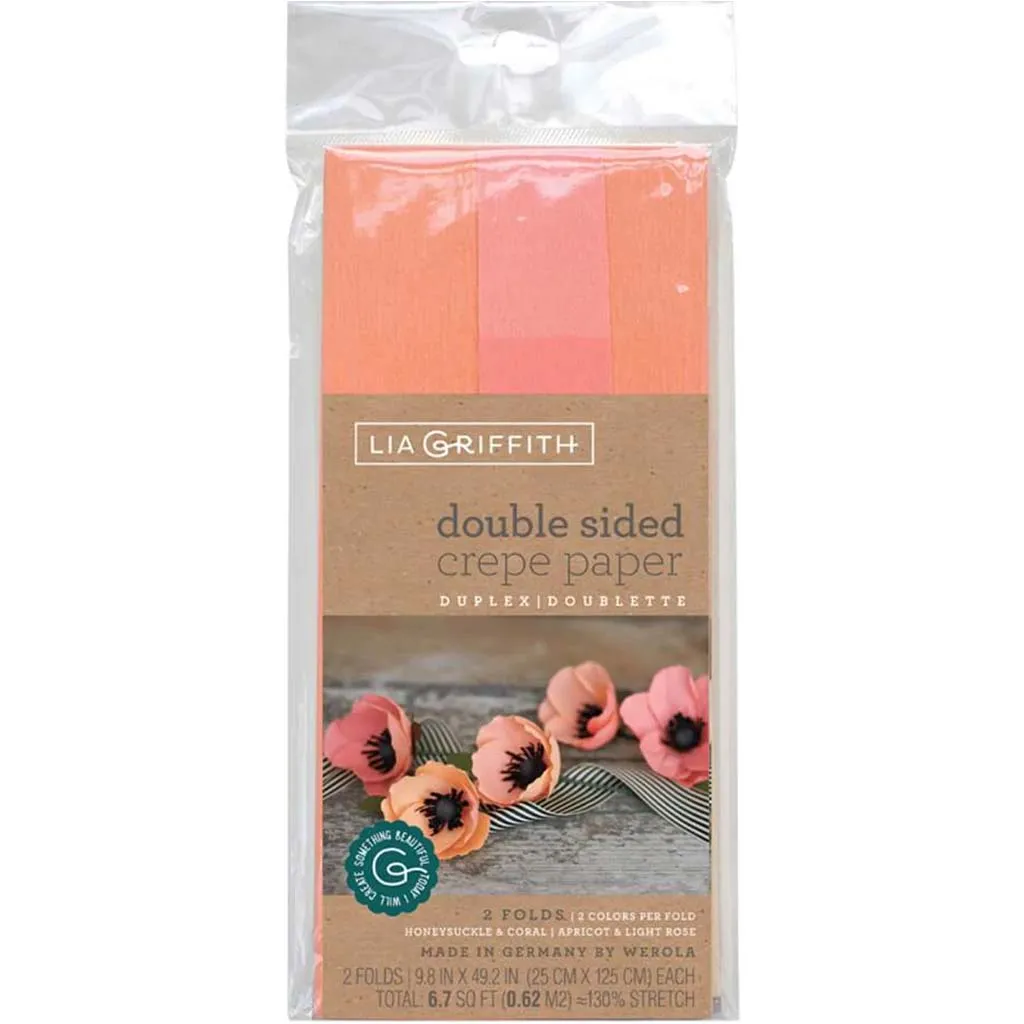 Double Sided Crepe Paper 25cm x 125cm Apricot, Light Rose & Honeysuckle, Coral