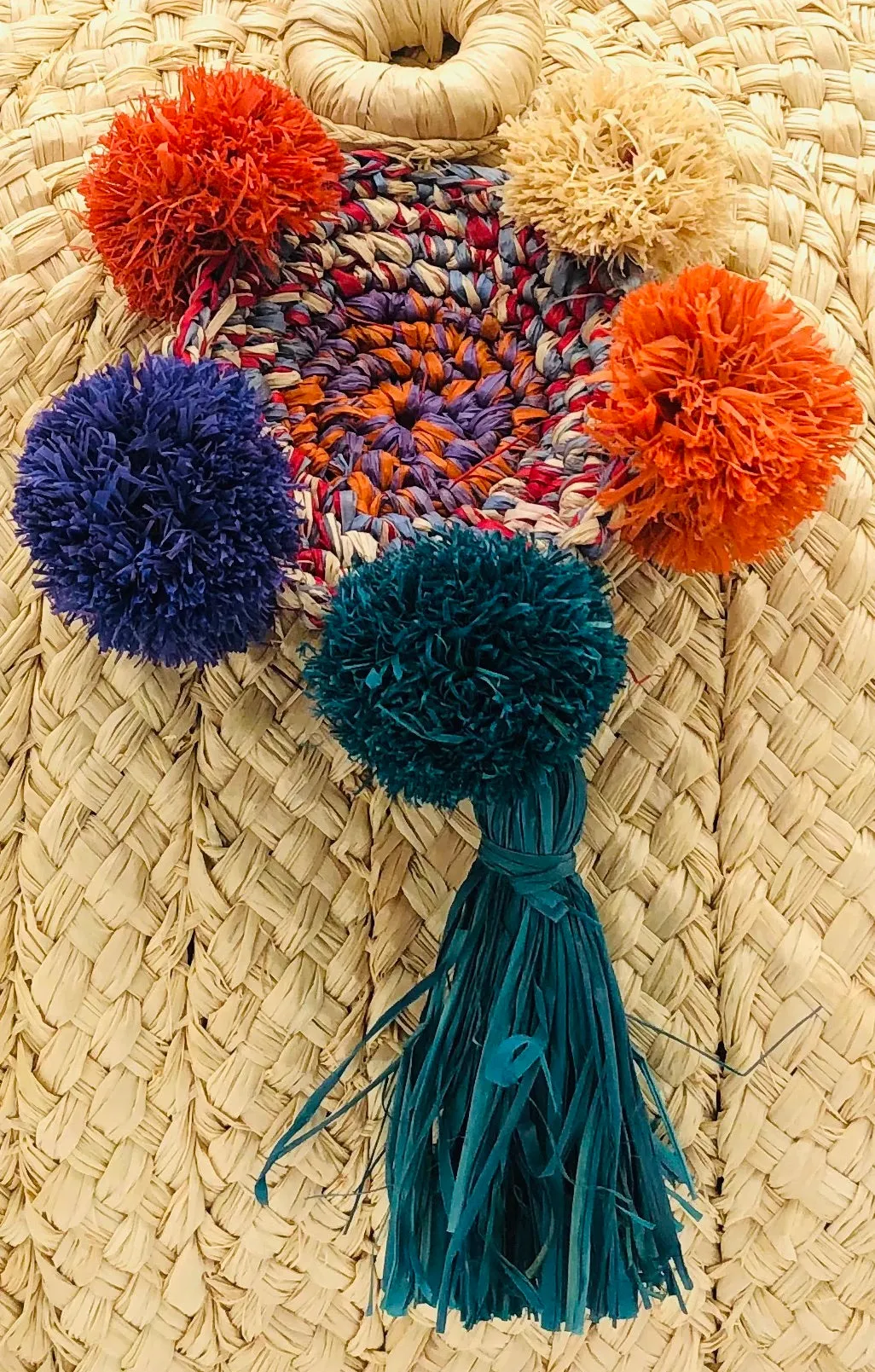 Dreamcatcher Multicolor Multiple Raffia Pompom/Tassel Charm Embellishment