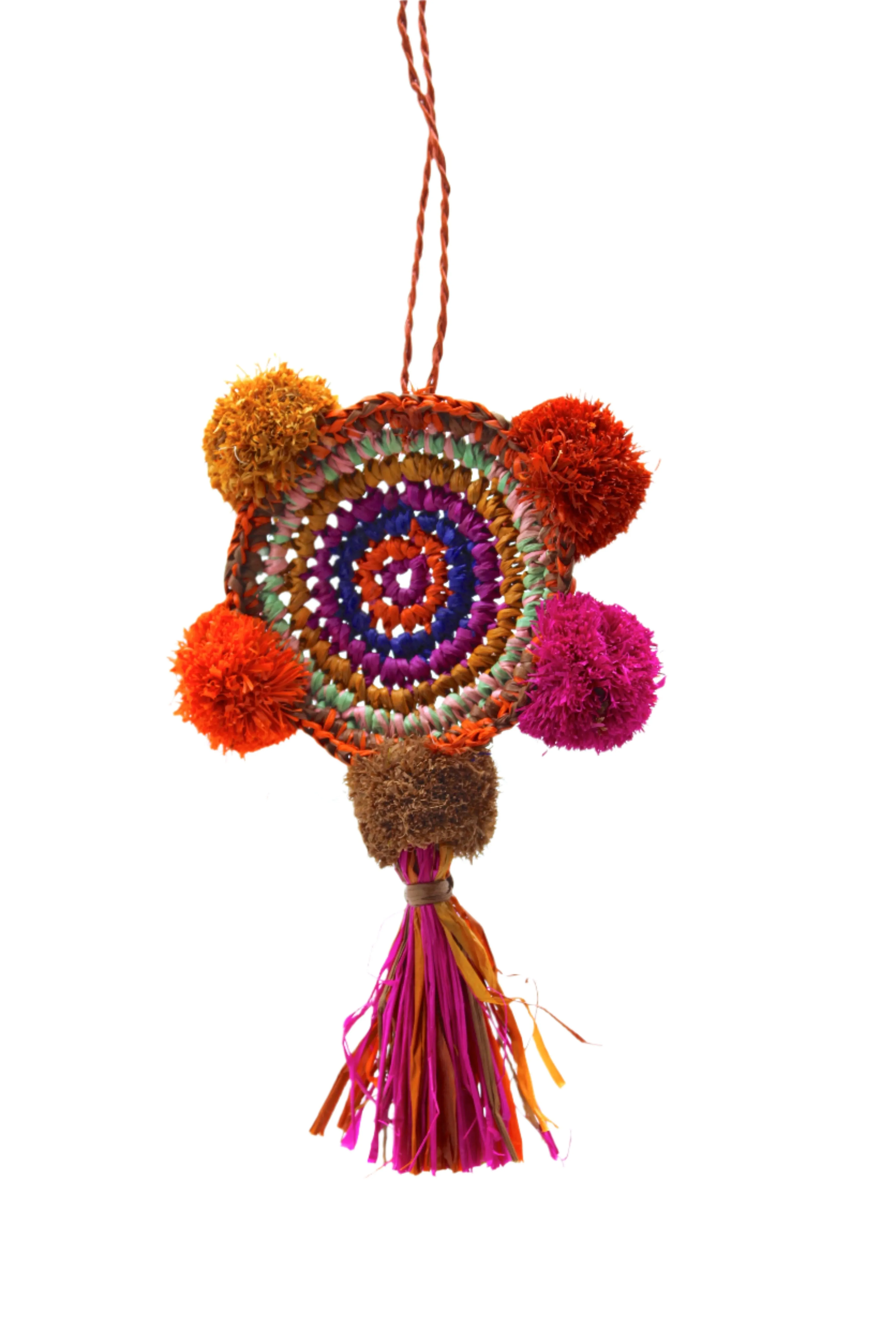 Dreamcatcher Multicolor Multiple Raffia Pompom/Tassel Charm Embellishment
