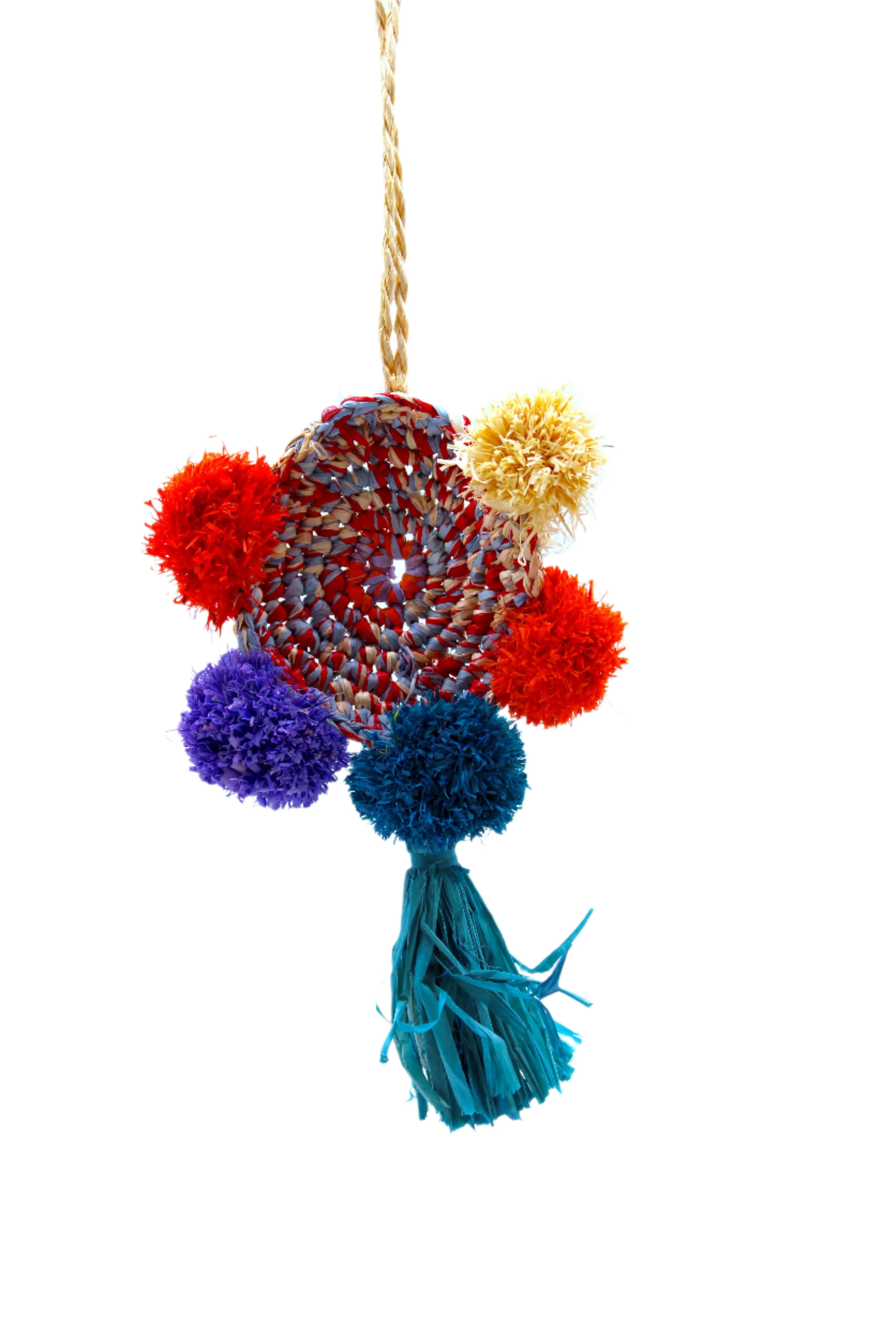 Dreamcatcher Multicolor Multiple Raffia Pompom/Tassel Charm Embellishment