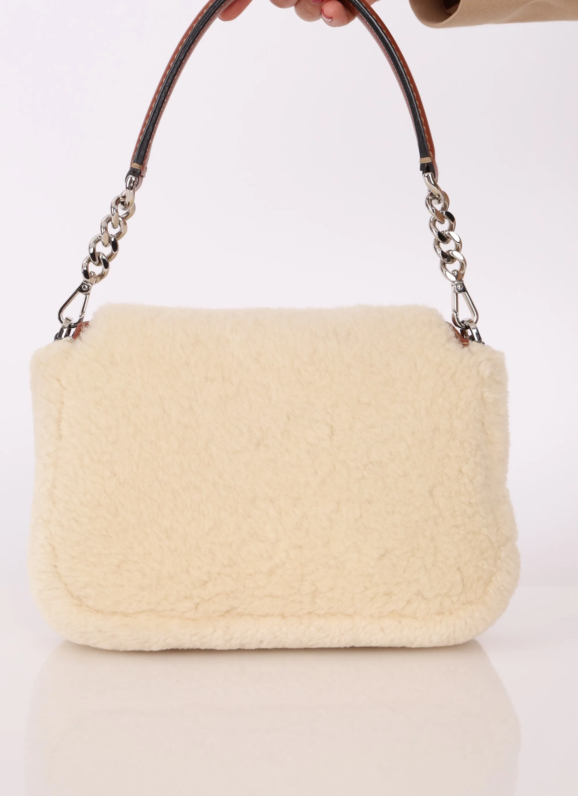 Fendi Shearling Flap Crossbody Bag