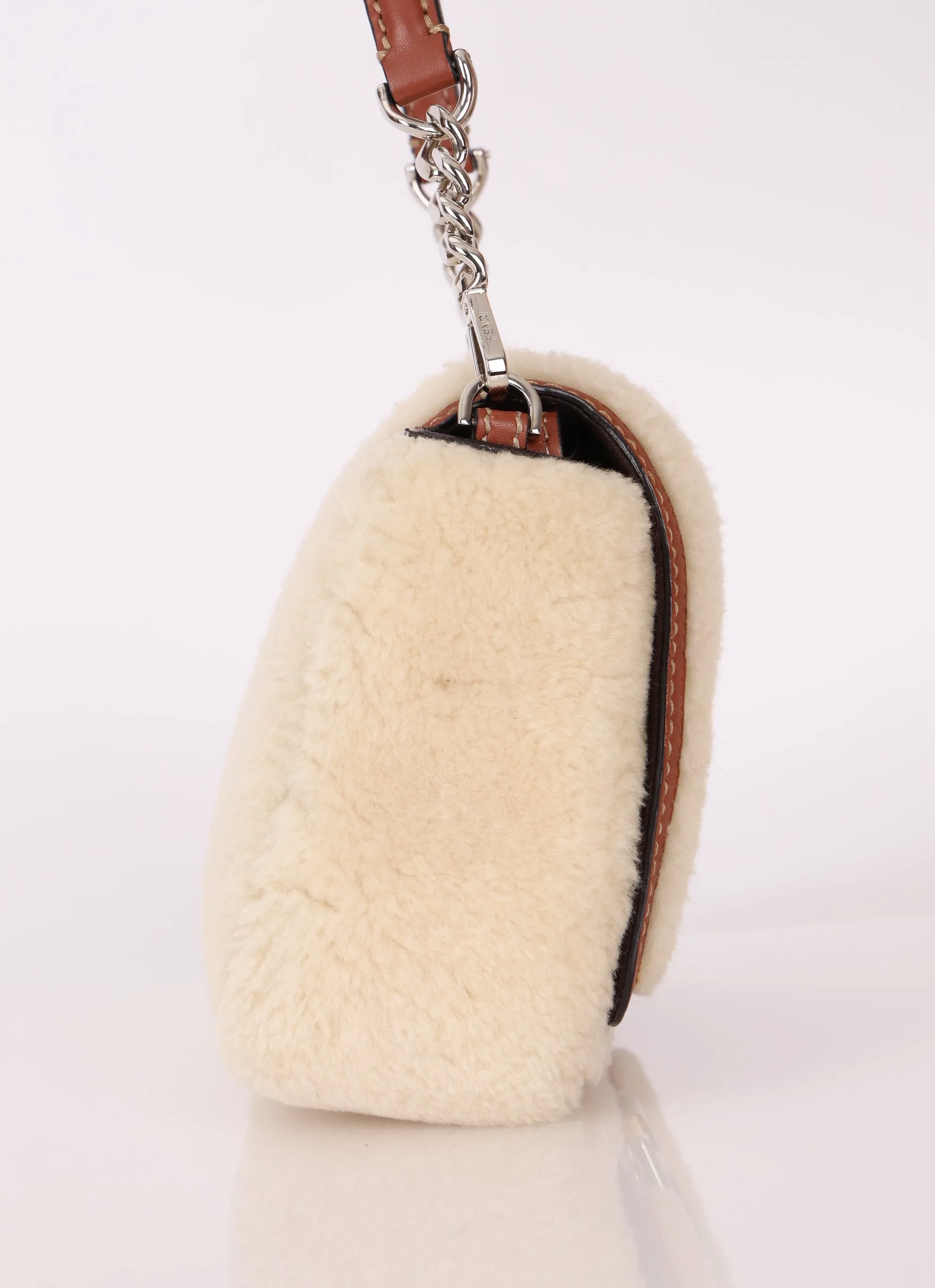 Fendi Shearling Flap Crossbody Bag