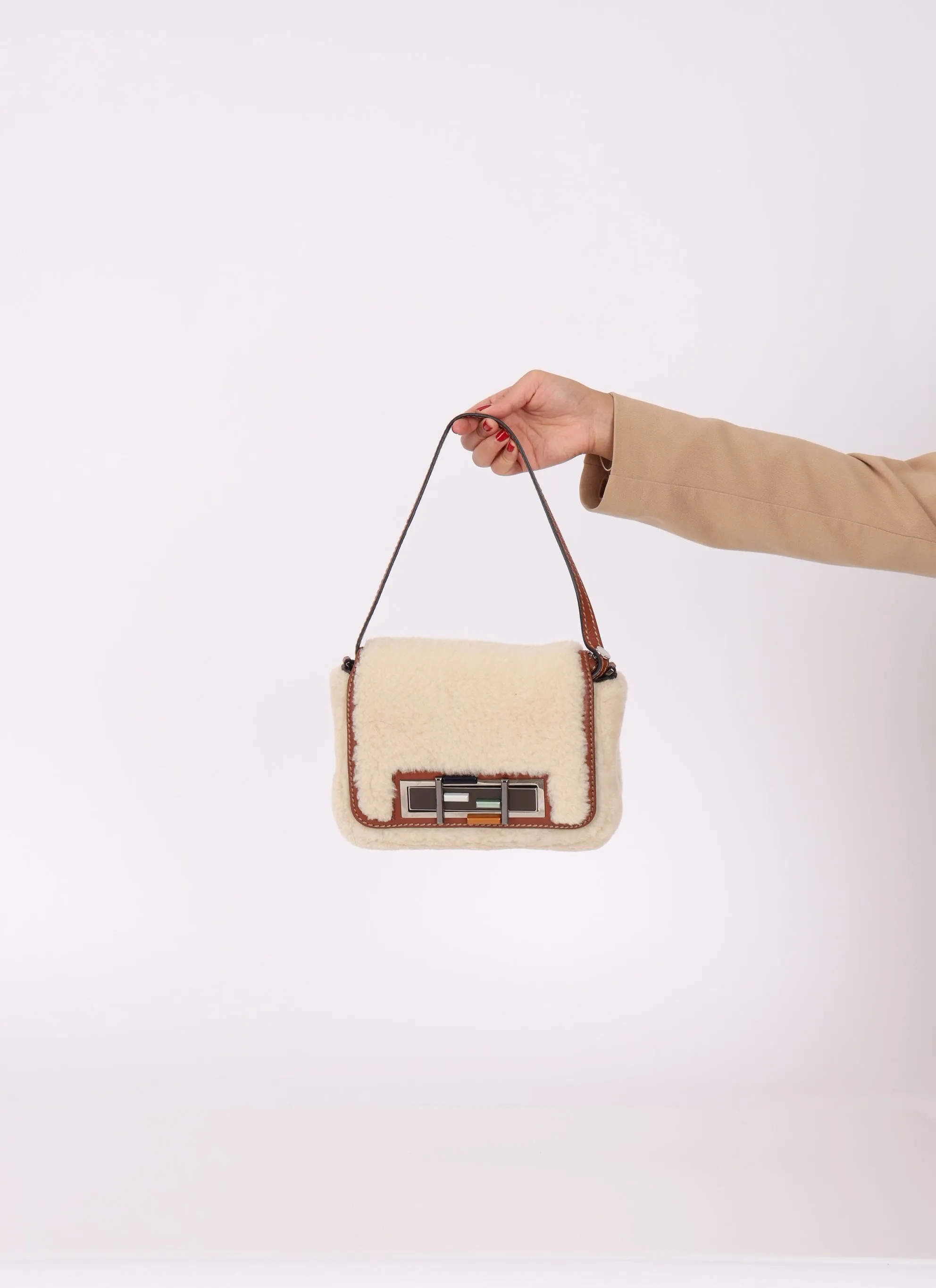 Fendi Shearling Flap Crossbody Bag